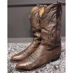 Lucchese Boots Mens Size 10 B Brown Soft Leather 2000 Vintage Western Cowboy
